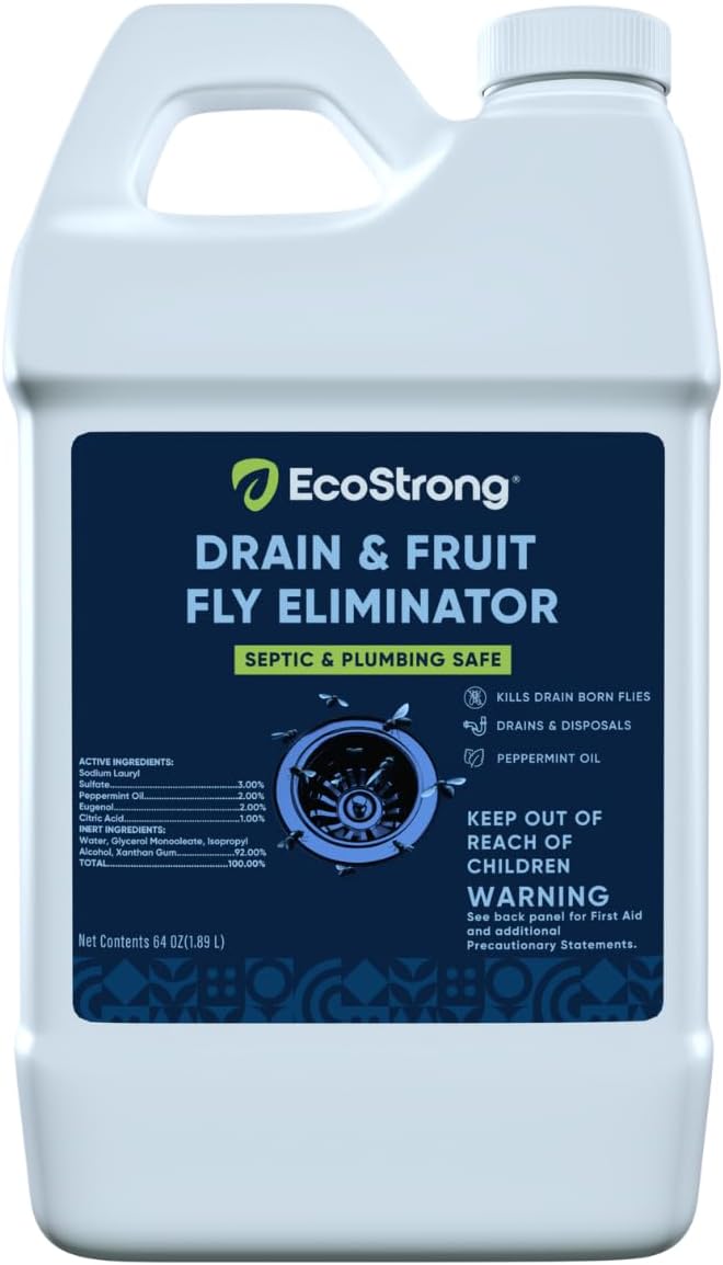 Fruit Fly Drain Treatment | Drain Fly Eliminator | Eliminates Gnats Sewer Flies and More - Works in All Drains - 64 Fl Oz