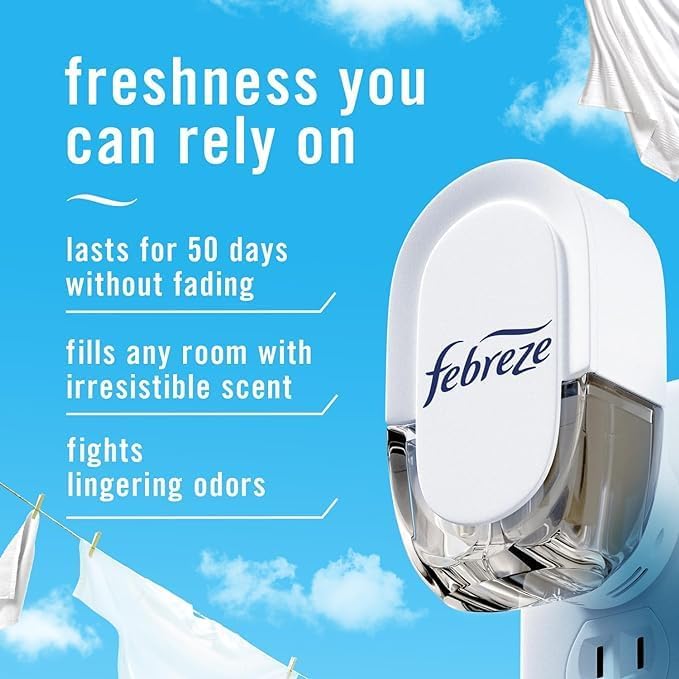 Generic F.e.b.r.e.z.e Odor-Fighting Fade Defy PLUG Air Freshener Refill (3) .87 fl. oz. Oil Refills (Linen &amp Sky) Clear