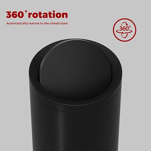 10L/2.6GAL Black Bathroom Trash Can with Swing LidBedroom Garbage can with lid Small Trash Bin for BathroomBedroomOfficeLiving RoomHotelBank