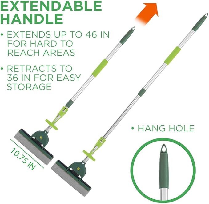 Pine-Sol PVA Sponge Roller Mop – Self Wringing Easy Squeeze for Wet Mopping | Telescoping Household Cleaning Tool for Tile Laminate Vinyl Floors | Extendable Metal Handle