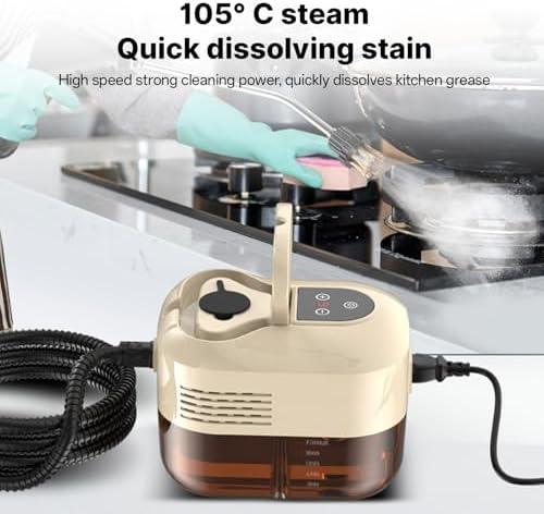 Irishom Handheld Multi-surface Steam Cleaner with 6pcs Accessories Touch Screen 6 Levels Adjustable 105℃/221℉ Deep Cleaning Steamer with Portable Handle 1200ml/40.5oz Water Tank