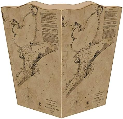 WB1713 - Galveston Bay Antique Map Wastepaper Basket