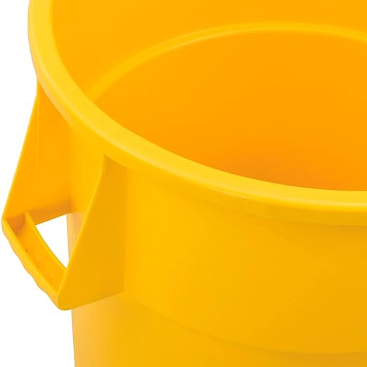Global Industrial Commercial Round Trash Can 55 Gallon Capacity Plastic Garbage Can Indoor and Outdoor Utility Trash Can Yellow 26-1/4W x 33-1/8H No Lid