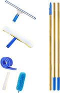 Window Glass Cleaner with Extension Pole 55/94/137/177 Long Handled Cleaning Kit Rubber Wiper for Bathroom Garage Window Cleaning Equipment with Microfiber Scrubber (137)