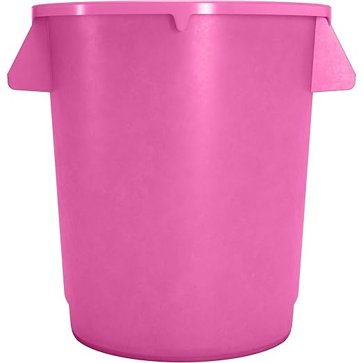 SPARTA Bronco 10 Gallon Trash Can Thick Polyethylene Bin NSF Certified Waste Container with Top Handles Bottom Handholds Reinforced Base and Stackable LLDPE 10 Gallon Pink (Pack of 6)