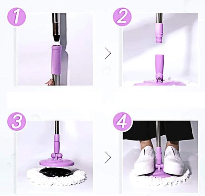 Mop Spin Mop Bucket Floor Cleaning System with Extended Adjustable Handle and 2 Microfiber Pads