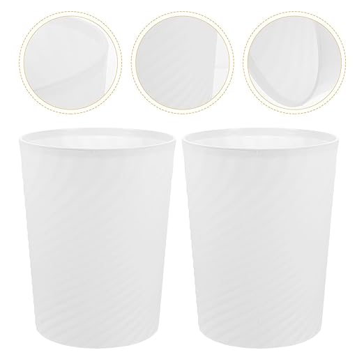 2Pcs Plastic Trash Can Simple Style Home Office Bathroom Wastebasket PP Material Space-Saving Household Garbage Bin for Kitchen Bedroom