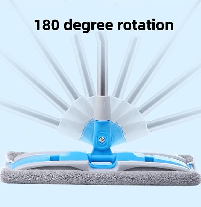 Microfiber Mop Flat Hook Telescopic Flat Floor Mops with 360 Degree Handle Reusable Wet &amp Dry Clamp Cleaning Mops for Home Kitchen and All Floor Surfaces