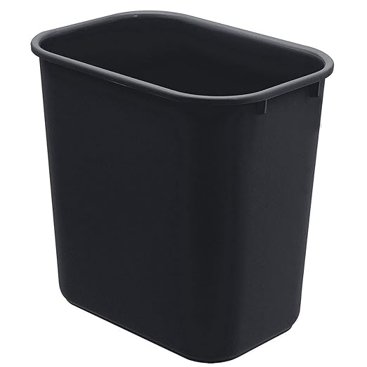 Acrimet Set of 2 Wastebasket Trash Can Garbage Bin Desk Side Bin 6.75 Gallons / 27 Quarts 25.5 Liters (Plastic) (Black)