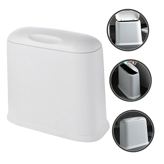 Unomor Narrow Slit Wastebasket Trash Can for Kitchen Bathroom Living Room White Garbage Bin Compact Garbage Container