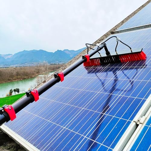Glass Cleaning Brush Home Water Fed Telescopic Pole Kit Solar Panel Brush Rotating for Photovoltaic PanelExtendable Window Cleaning Pole Kit with Water Fed Brush 10.8M Solar Panel Cleaner f