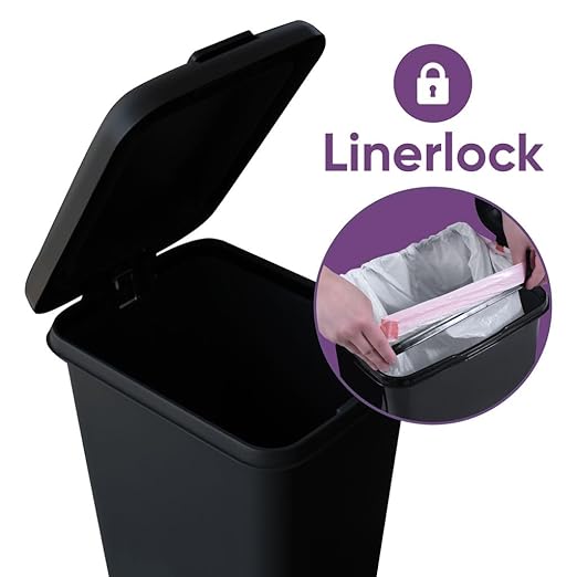 Superio 10L Slim Step &amp Push Trash Can - 2.5 Gallon Dual Opening Compact Design (10.63x7.68x13.53) - Black
