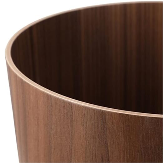 Round Stackable Wastebasket Natural Wood Garbage Recycling Bin for Bathrooms Kitchens Home Offices (Dark Wood)