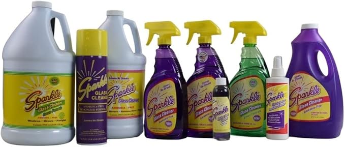 Sparkle Glass Cleaner Aerosol Spray Bottle Ammonia-Free De-Ionized Formula Leaves No Streaks 20-Ounce Bottle (Pack of 4)