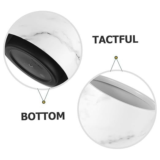 Marble Trash Can Round Garbage Bin 8L Double Layer Waste Basket Container for Kitchen Bathroom Home Office Hotel White