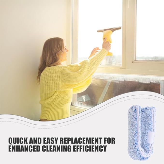 OUNONA Replacement Window Scrubber Pads 4-Pack Reusable Microfiber Cleaning Sleeves for Glass Windows Bathroom Mirrors and Tabletops 14.17X2.75X2.75 Inches