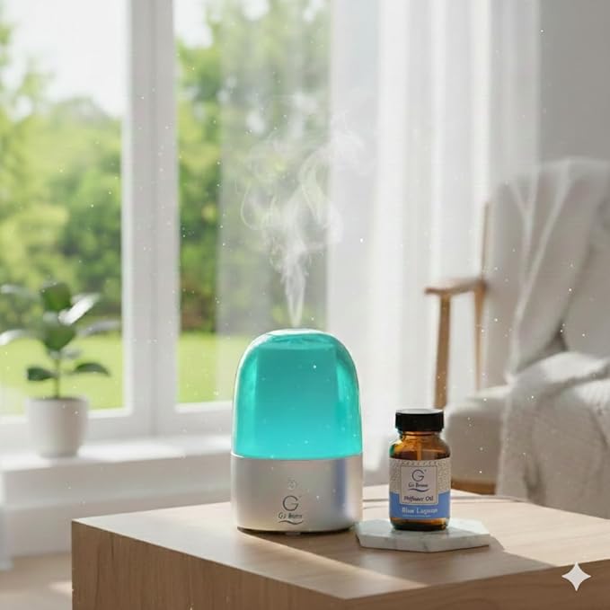 G's Breeze Smart Aroma Diffuser with Refill – Bluetooth &amp Wi-Fi App Control - LED Lighting &amp Adjustable Intensity - Long-Lasting Fresh Aquatic Fragrance for Home or Office - Blue Lagoon