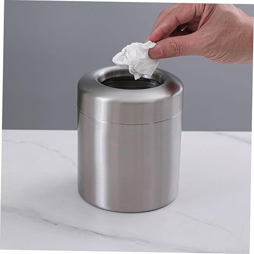 PRETYZOOM Touchless Trash Can Small Metal Waste Basket for Bathroom Kitchen Office Desk Mini Garbage Bin Capacity Modern Design