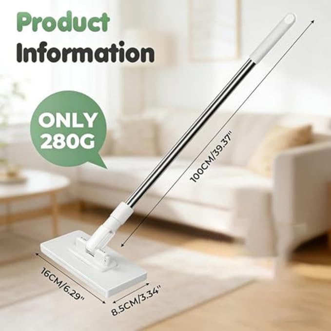 Cloth Changing Mini Mop Convenient &amp Efficient Retractable Cleaner with Cloth Changing Feature Suitable for Home Cleaning Floor Sweeping &amp Corner Cleaning (White)