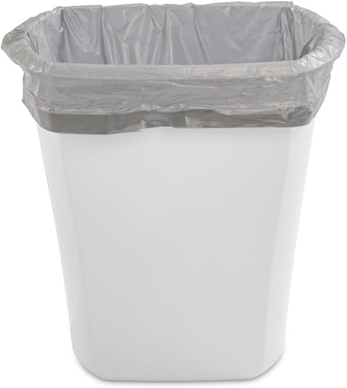 Sterilite 5.5 Gallon Rectangular Wastebasket Open-top Medium Sized Trash Can for the Bathroom Bedroom or Office White 6-Pack