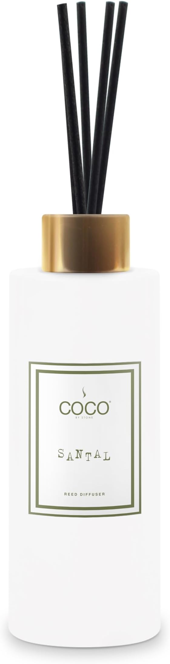COCO by Stone 5oz Reed Diffuser (Santal) – Luxury Scented Oil Diffuser for Home Aromatherapy Long-Lasting Vegan Fragrance Elegant Home Décor and Air Freshener