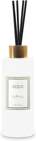 COCO by Stone 5oz Reed Diffuser (Santal) – Luxury Scented Oil Diffuser for Home Aromatherapy Long-Lasting Vegan Fragrance Elegant Home Décor and Air Freshener