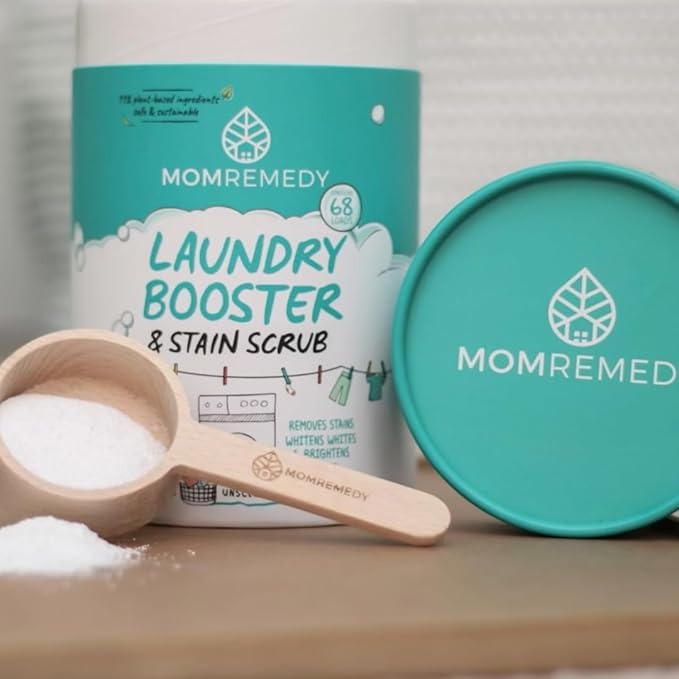 Laundry Booster and Stain Remover Scrub MomRemedy Oxygen Whitener Whiten Whites and Brighten Colors Remove Stains Household Cleaning Scrub Chlorine Bleach Free