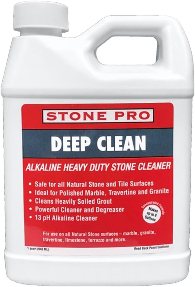 Stone Pro Deep Clean - Cleaner &amp Degreaser for Tile &amp Stone - Non-Acidic Alkaline Cleaner