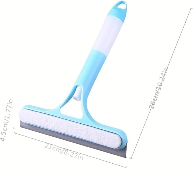 3-in-1 Glass Cleaning Tool for Home Bathroom Mirror and Windows Water Wiper for Shower and Glass Surfaces ﻿(Blue and White)