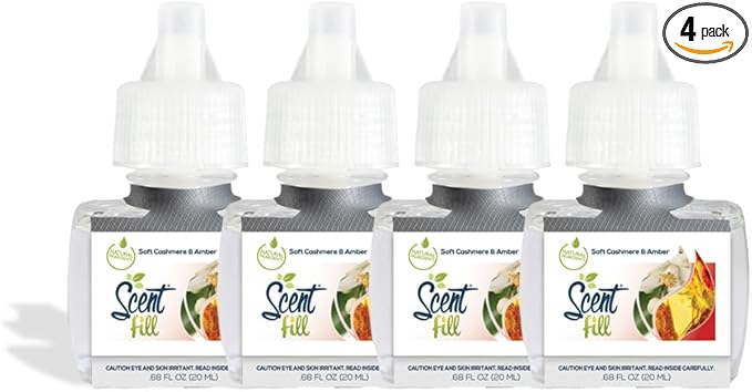 Scent Fill Soft Cashmere &amp Amber Plug in Air Freshener 4 Scented Oil Refills