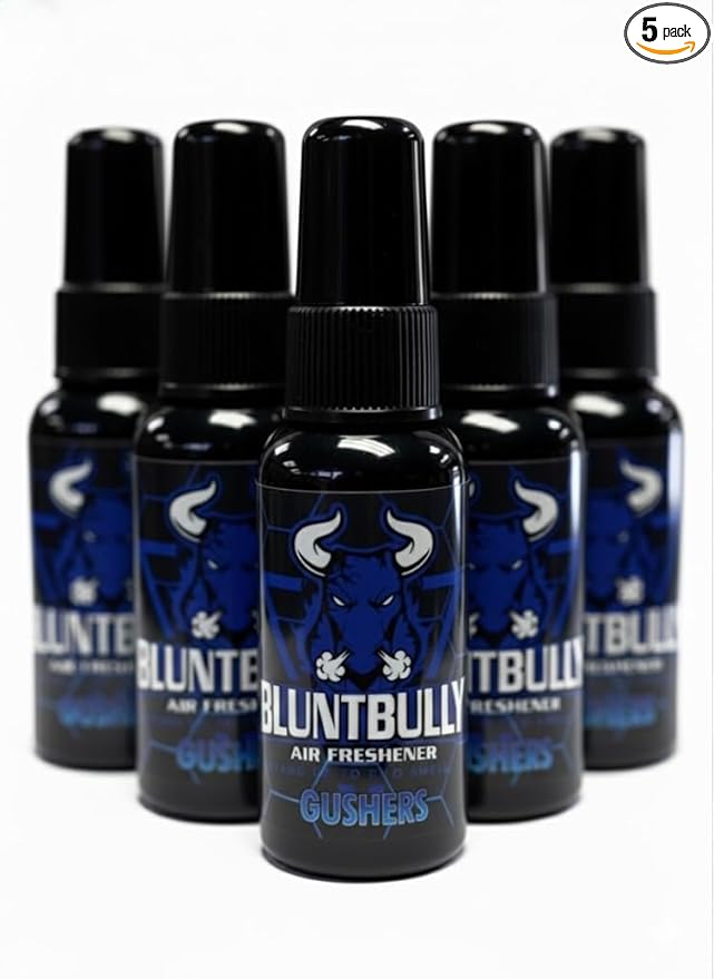 Blunt Bully Air Freshener (Gushers) (5 Pack) Premium Oil Based Air Freshener Spray. Long-Lasting Room Bathroom Office &amp Car Scent | Eliminates Odors from Smoke Pets &amp More