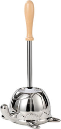 Toilet Brush and Holder Set Ceramic Turtle Base Toilet Brush Set - 7.5” Bowl Cleaner Toilet Scrubber Brush with Ergonomic Handle (Silver)