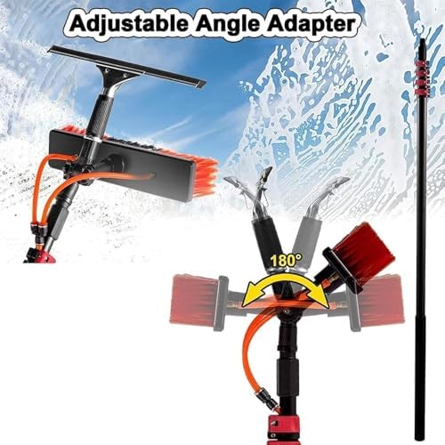 Glass Cleaning Brush Home Water Fed Telescopic Pole Kit Solar Panel Brush Rotating for Photovoltaic Panel30FT Telescopic Water Fed Pole Brush Kit for Window and Solar Panel Cleaning Commerc