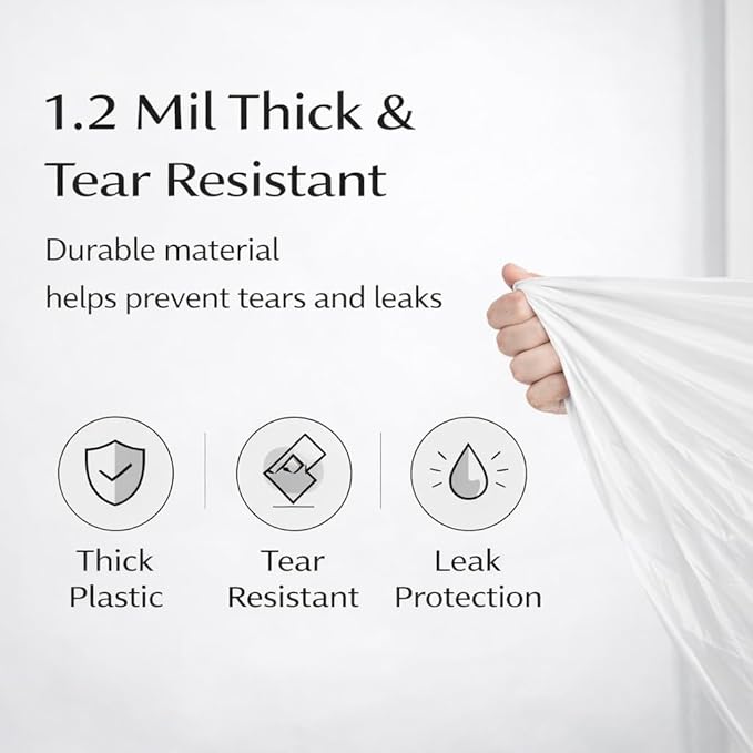 21 Gallon Drawstring Trash Bags 100 Count Extra Strong Drawstring Kitchen Garbage Bags Fit for 80 Liter / 21.1 Gal Tear-Resistant Unscented Household Liners 1.2 Mil Large Trash Bags