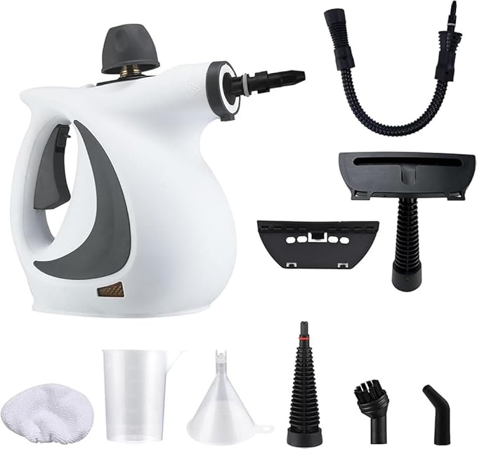 Multi Purpose Disinfection Steamer Powerful Handheld Steam Cleaner with 9 Accessories for Home Kitchen Bathroom Tile Grout and Furniture Cleaning.