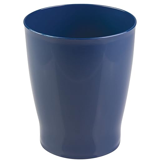 mDesign Round Plastic Bathroom Garbage Can 1.25 Gallon Wastebasket Garbage Bin Trash Can for Bathroom Bedroom and Kids Room - Small Trash Can - Fyfe Collection - Navy Blue
