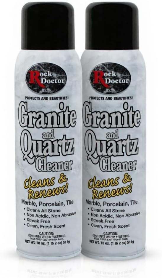Rock Doctor Granite Cleaner Cleans&amp Renews Surfaces Granite/Marble Countertop Cleaner Cleaning Spray for Vanity Table Top Kitchen Counters Stone Surfaces 18 Fl Oz Pack of 2