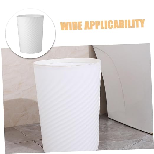 Small White Plastic Trash Can with Press Ring Modern Compact Wastebasket for Bathroom Bedroom Office and Living Spacious Capacity for Daily Home and Office Waste Disposal