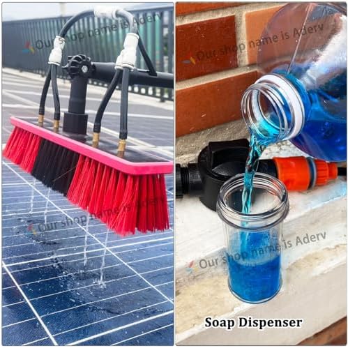 Glass Cleaning Brush Home Water Fed Telescopic Pole Kit Solar Panel Brush Rotating for Photovoltaic Panel3.6-10.8M Telescopic Cleaning Brush Telescopic Window Cleaner Water Fed Window Clea