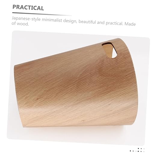 Japanese-Style Wooden Desktop Trash Can Minimalist Tiny Wastebasket for Office Desk and Bathroom Portable Large Capacity Storage Bin Easy to Clean Wood Garbage Container for Living