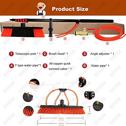 Glass Cleaning Brush Home Water Fed Telescopic Pole Kit Solar Panel Brush Rotating for Photovoltaic PanelWindow Cleaning Brush Telescopic Window Cleaning Pole Window Cleaner Kit Water/Ho
