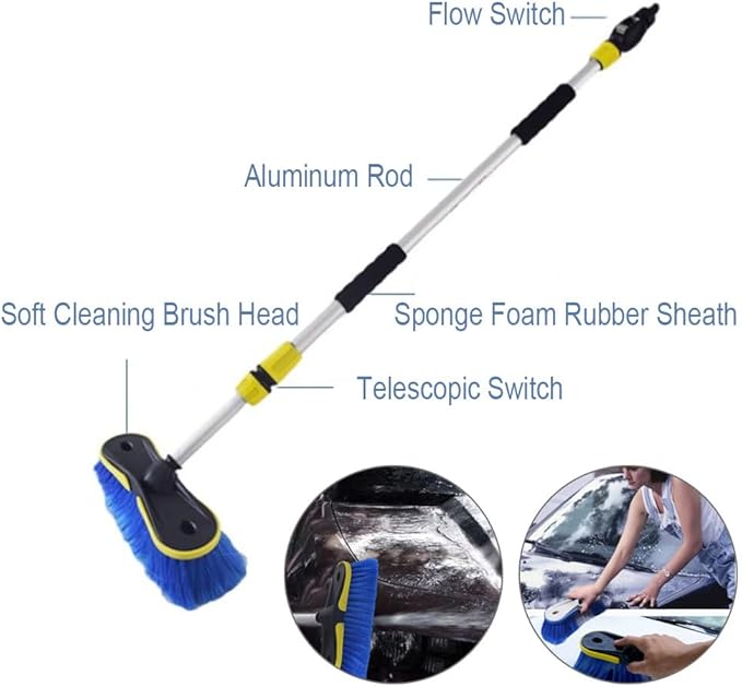 Water Fed Pole System Solar Panel Brush and Pole Window Cleaning Brush Equipment Solar Cleaning Brush Water Fed for Glass Cleaning Photovoltaic Cleaner Glass Cleaning Brush.