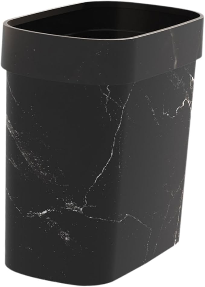 Marble Wastebasket Garbage Basket Garbage Bin Without Lid Household Trash Bin Garbage Container for Living Room Office Home Black