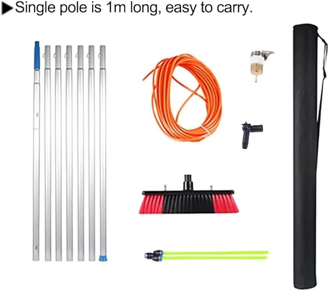 Window Cleaning Pole Water Fed Telescopic Brush Extendable Solar Panel Cleaning Brush Outdoor Washing Equipment Tool7m Rod/30cm Brush Head