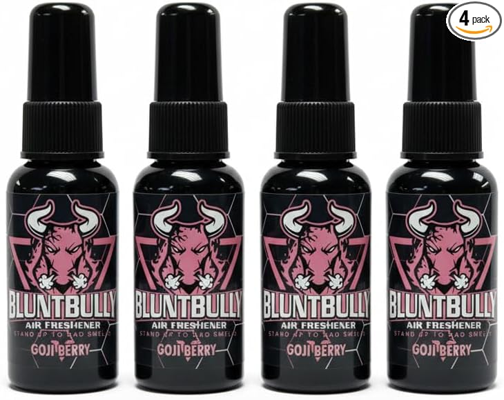 Blunt Bully Air Freshener (Goji Berry) (4 Pack) Premium Oil Based Air Freshener Spray. Long-Lasting Room Bathroom Office &amp Car Scent | Eliminates Odors from Smoke Pets &amp More