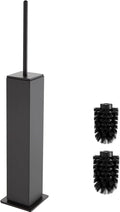 Toilet Brush and Holder Floor Standing Gun Gray with 2 Replaceable Heads Bathroom Toilet Brush Freestanding Toilet Bowl Brush with Removable Liner and Splash Guard Modern Square Design