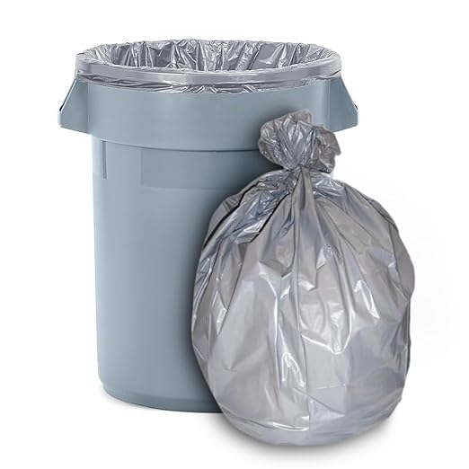 Aluf Plastics 55-60 Gallon 1.7 MIL Silver Trash Bags - 39 x 56 - Pack of 50 - For Industrial Home &amp Storage