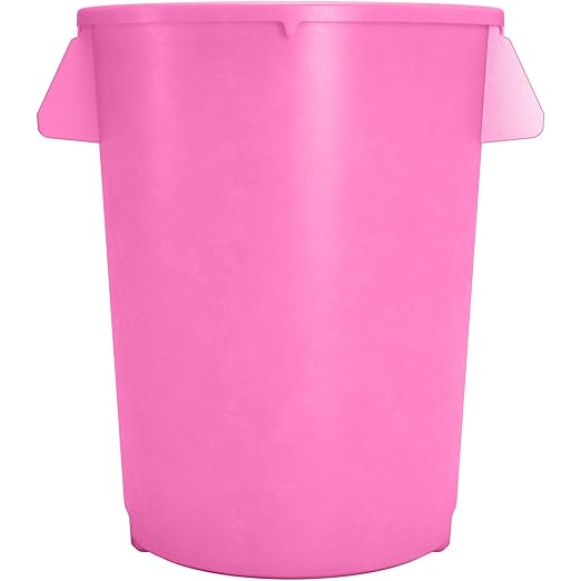 SPARTA Bronco 32 Gallon Trash Can Thick Polyethylene Bin NSF Certified Waste Container with Top Handles Bottom Handholds Reinforced Base and Stackable LLDPE 32 Gallon Pink (Pack of 4)
