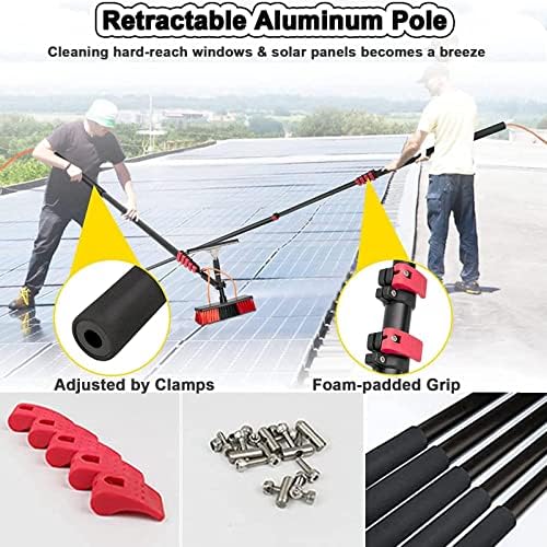 Glass Cleaning Brush Home Water Fed Telescopic Pole Kit Solar Panel Brush Rotating for Photovoltaic PanelWindow Cleaner 18FT-36FT Window Cleaning Pole Window Washing KitTelescopic Brush Ex