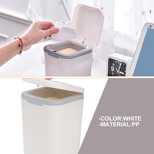 Mini Trash Can with Lid 2pcs Small Desktop Garbage Bin for Office and Bedroom White Compact Wastebasket for Home Desk Organization